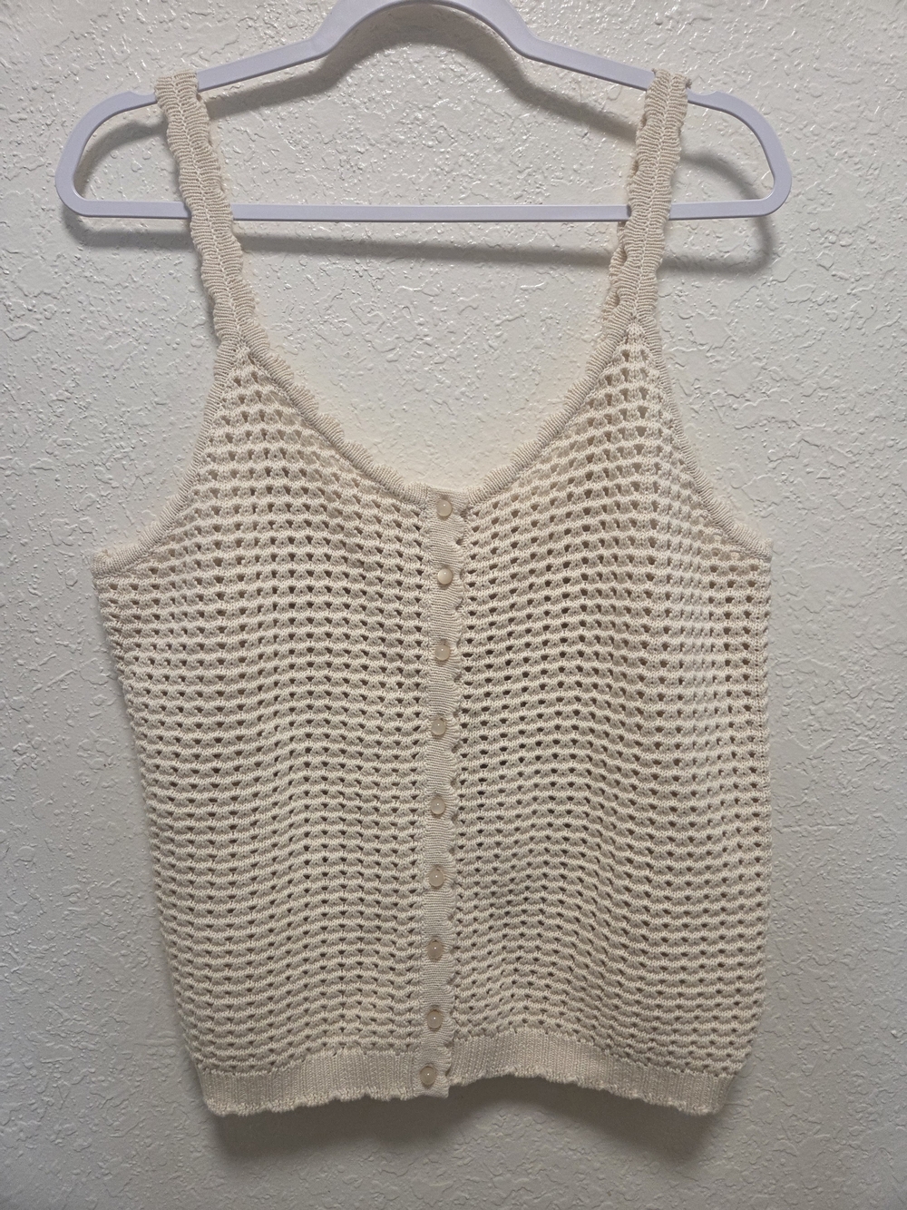 Elie Tahari Cream Knit Button-Front Tank Top